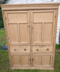 Antique Primitive Cupboard Cabinet Rustic Pine panelled farmhouse