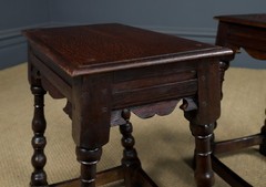 Antique English Pair of 17th Century Style Oak Joint Stools / (Circa 1880)