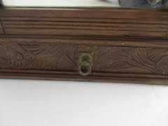Kitchen Medicine Apothecary Bathroom Cabinet Glass Ornate Carved Wood Vintage