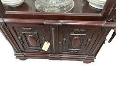 64352 Large RARE Antique Victorian Mahogany China Cabinet Curio