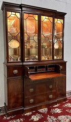 American Flame Mahogany Dropfront Bookcase China Cabinet Secretary Circa 1920