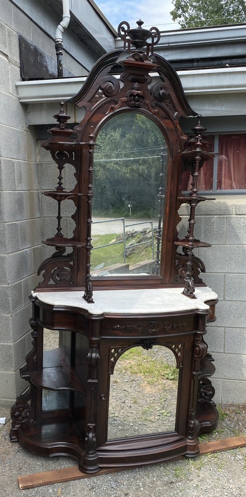 ROSEWOOD ROCOCO MARBLE TOP ETAGERE