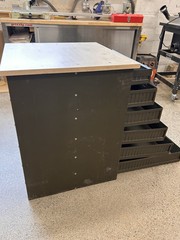 Authentic army green mid-century industrial steel drawer unit