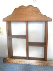 Vintage Oak Wood Wall Hanging Display Curio Cabinet Handmade Shelf