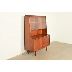 Kipp Stewart Mid-Century Modern Walnut Lighted Breakfront or Bar Cabinet, 1960s