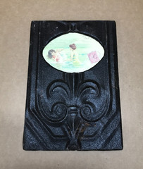 VTG Shabby Metal Photo 4×6 Oval Rust Tin Ceiling Picture Frame Chic Old 678-26B