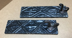 VTG Set 2 Decorative Tin Ceiling Metal Single Hook Wall Rack Plaque Old 406-26B