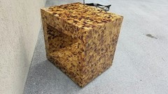 STUNNING CARLO PESSINA SUSTAINABLE CRACKLED YELLOW SEA PENSHELL CABINET