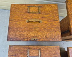 Library Bureau Sole Makers Tiger Oak File Cabinet Parts Side Back Tag Drawers