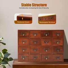 Vintage 16 Drawers Tabletop Library Card Catalog Cabinet Apothecary Storage Box