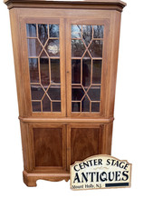 66078 Custom Hand Made Inlaid Corner China Cabinet