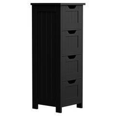 Bathroom Storage Cabinet Side Cabinet with 4 Drawers Entryway Cupboard Black
