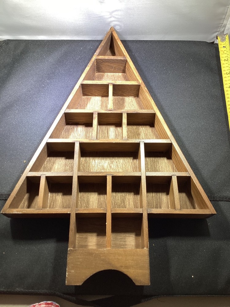 Vintage mid-century modern 18 compartment tree shaped curio cabinet hall hangin