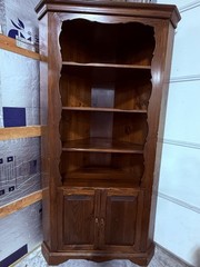Plywood Early American Style Corner Cupboard Cabinet with Doors Vintage