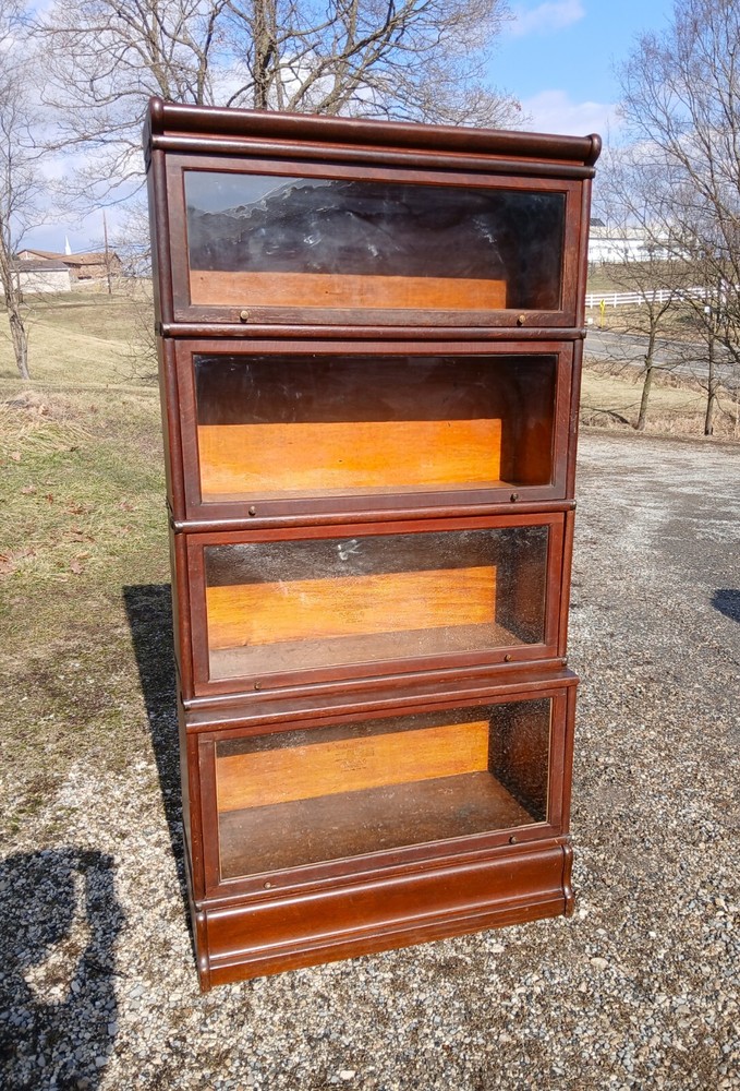 Antique Wernicke 4 Sections Step Back Barrister Bookcase Quarter Sawn Oak 1897