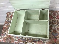 ANTIQUE SHABBY LIGHT GREEN MEDICINE CABINET CUPBOARD W/MIRROR 18 X 14 X 6” DEEP