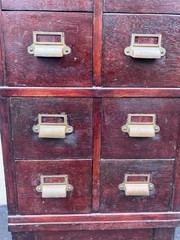 Antique File Cabinet stackable Brass knobs 4 Pieces By Winter Records Co Kansas