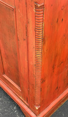 English One Piece Pine Step Back Cupboard in Red Wash