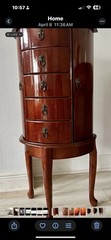 French Louis XV Style Demi-lune Mahogany Jewelry Chest (Lion Head) Fixtures