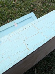 Antique Shabby Chic Medicine Cabinet 16 x 22″ Teal Blue Gold Distressed