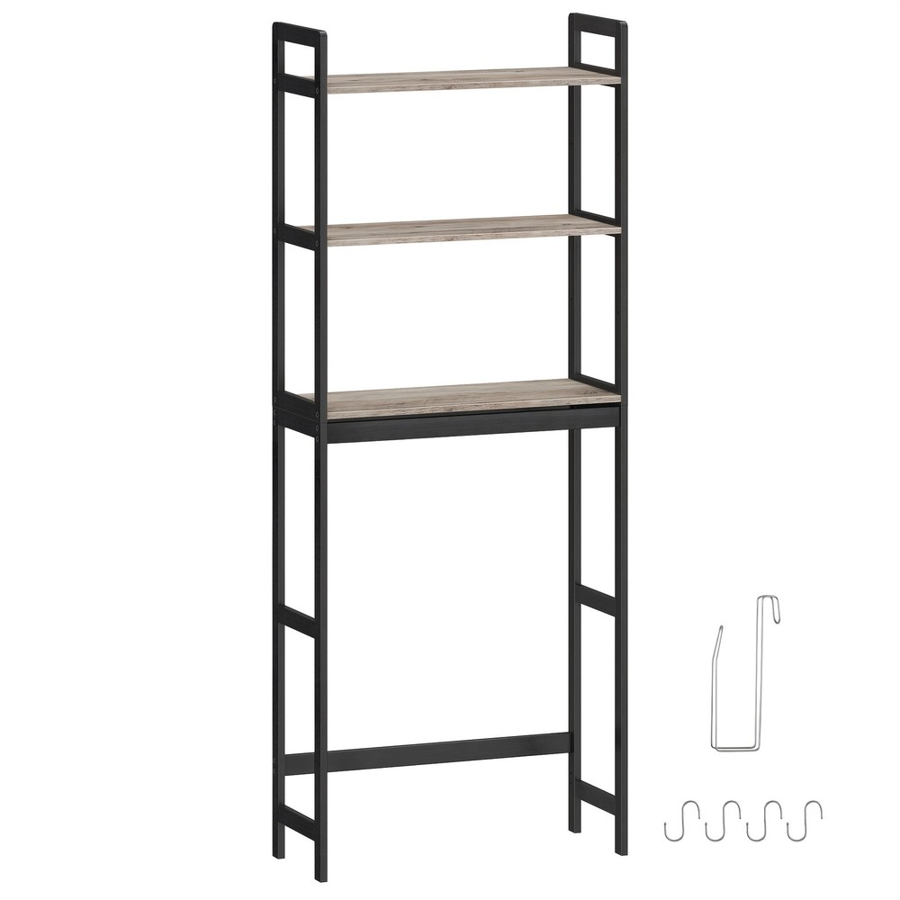Greige Three-Tier Over-Toilet Shelf Unit Adjustable Rust-Resistant