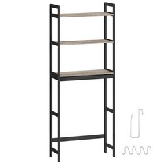 Greige Three-Tier Over-Toilet Shelf Unit Adjustable Rust-Resistant