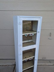 Antique Rustic Primitive Shabby Chic Painted Pie Safe Cabinet Shelf Glass Doors