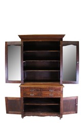 Antique American Victorian Oak Stepback Hutch Display China Cabinet Bookcase 85″