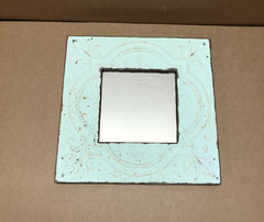 VTG Decorative Salvaged Tin Ceiling 12″ Sq. Metal Shabby Blue Mirror Old 676-26B