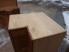 PRETTY custom made OAK kitchen corner CABINET salvaged quartersawn OAK board 34″