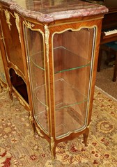 Marble Top French Ormolu Kingwood Inlaid Marquetry Vitrine Attributed To Linke