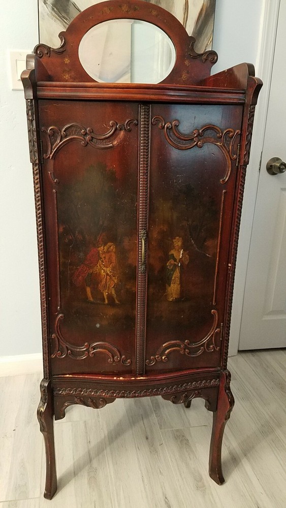 Toilet Cabinet French Hand-Painted, circa 1895 ANTIQUE