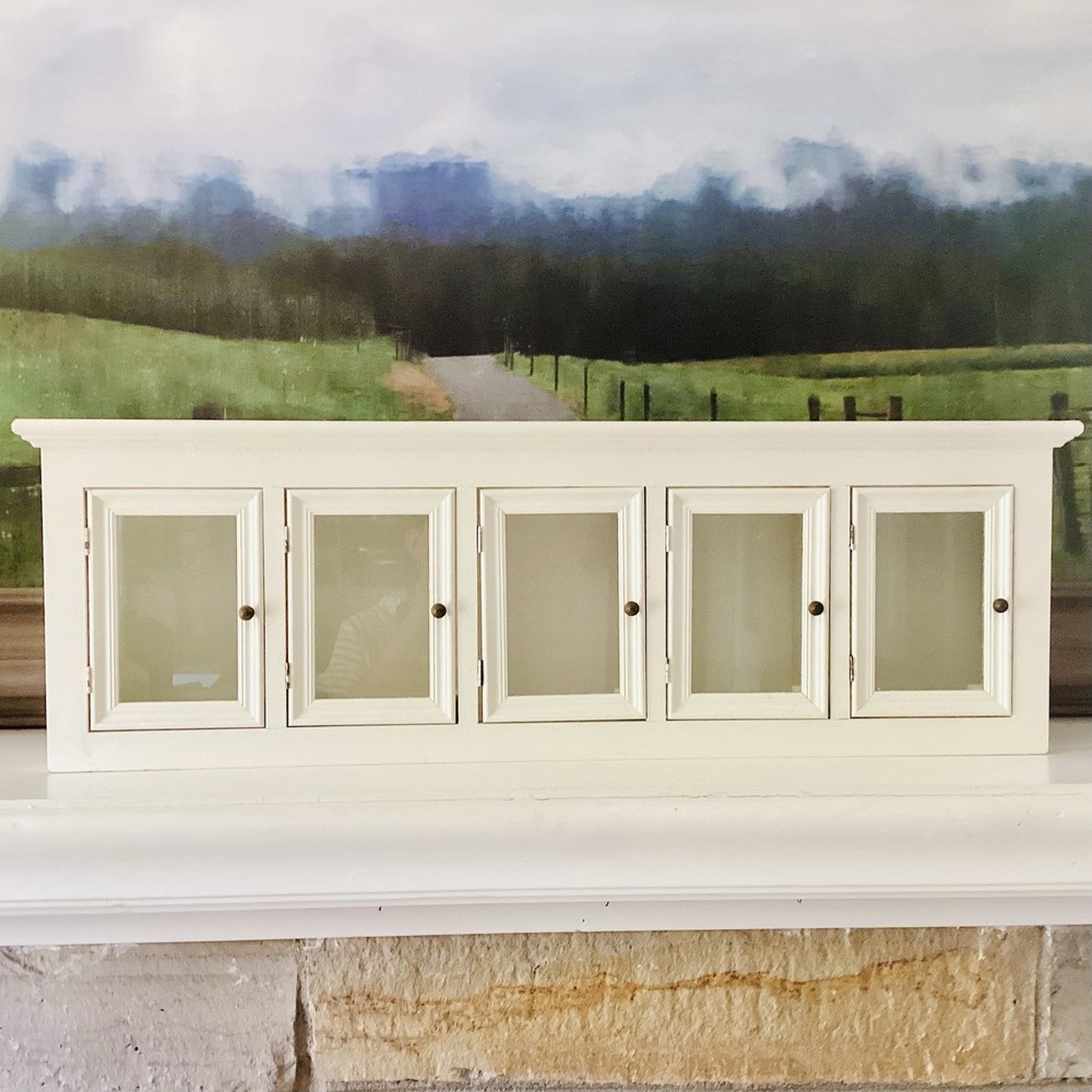 Vtg Exposures 5 Door Wall Cabinet Shelf White Made In Italy Miniatures Display