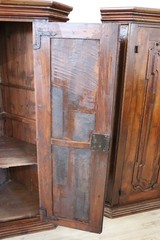 17th Century Italian Louis XIV Pair of Antique Corner Cupboards RESTORED