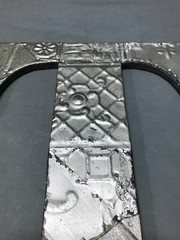Decorative Salvage Tin Ceiling 16″ Patchwork Silver Metal VTG Letter T 216-25B