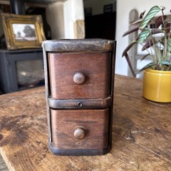 Unusual Draws Slim And Long Wooden Two Tier Vintage Shop Display Unit England