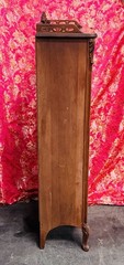 Antique Carved Wood Display Cabinet Floral Basket Crest Rococo Revival 54x24x12