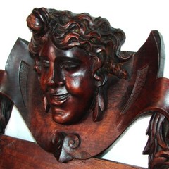 Antique Victorian 30″ Carved Wall Panel, Long Stem Pipe Display Rack, Figural