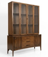 Broyhill Emphasis Vintage Mid Century Modern 2 Pc Buffet And Hutch China Cabinet