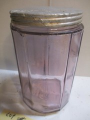 Hoosier Cabinet “RARE COLONIAL AMETHYST ” Embossed Coffee Spice Jar Lot # 6002