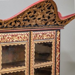 Indian Carved & Painted 2 Piece Sumatra Cabinet