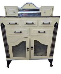 Antique Industrial Art Deco Doctors Dental Cabinet Curio Metal Hutch Apothecary