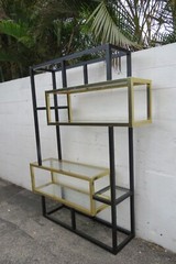 Hollywood Regency Black and Brass Finish Display Shelving Etagere 5459