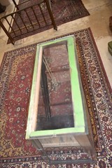 Columbus Show Case Antique Slant Front Glass Display Case Cabinet, Gun Cabinet