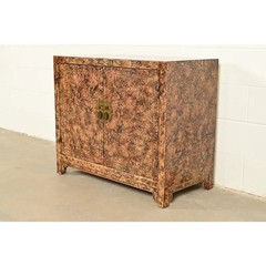 Henredon Mid-Century Hollywood Regency Chinoiserie Faux Tortoise Shell Cabinet