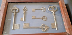 key cabinet wooden box storage vintage glass key collage door