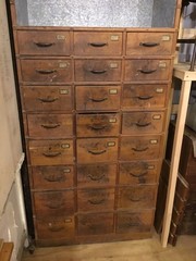 Vintage Wooden Multi-Drawered Cabinet-Wood and Metal-Over Seven Feet Tall