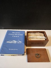 Vintage Recipe Estate Collection Wood RECIPE BOX & Methodist Binder Handwritten