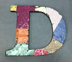 Decorative Salvage Tin Ceiling 12″ Patchwork Metal VTG Letter D Old 270-25B