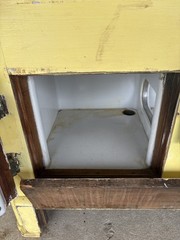 N. SNELLENBURG & CO. PHILADELPHIA ANTIQUE OAK PAINTED ICE BOX
